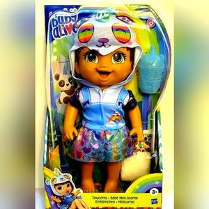 NEW Limited Edition UnicornBaby Alive Tinycorns Doll Brown Hair/Blue Dress HTF